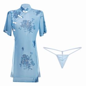 Sexy Jiangnan Ink And Wash Style Cheongsam See-through High Waist Slit Uniform Suit