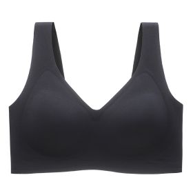 Plus Size Plus-sized Seamless Underwear Push Up Adjustable One-piece Bra (Option: Black-3XL)