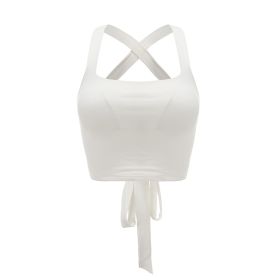 Hundred Wear Basic Cross Beautiful Back Tank-top (Option: White-M)