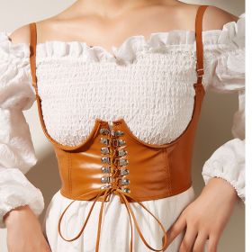 French Style European And American Fried Street Dark Girl Wrapped Chest Strap Waist Seal (Color: Khaki)